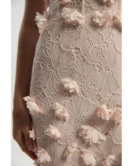 Karen Millen Brown Applique Lace Corset Woven Mini Dress