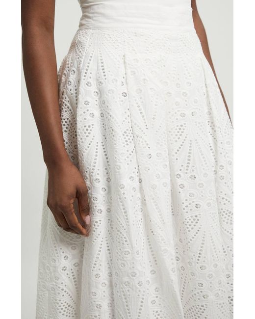 Karen Millen Natural Cotton Broderie Maxi Skirt