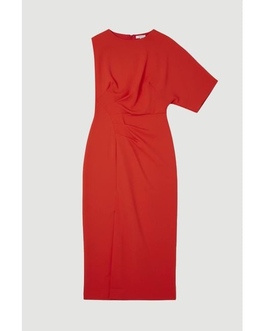Karen Millen Soft Tailored Asymmetric Sleeve Midi Dress