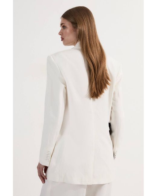 Karen Millen Natural Premium Summer Embellished Applique Tailored Jacket