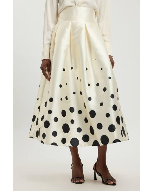 Karen Millen White Spot Border Woven Twill Prom Skirt