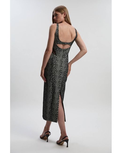 Karen Millen Black Premium Lace Tailored Pencil Maxi Dress