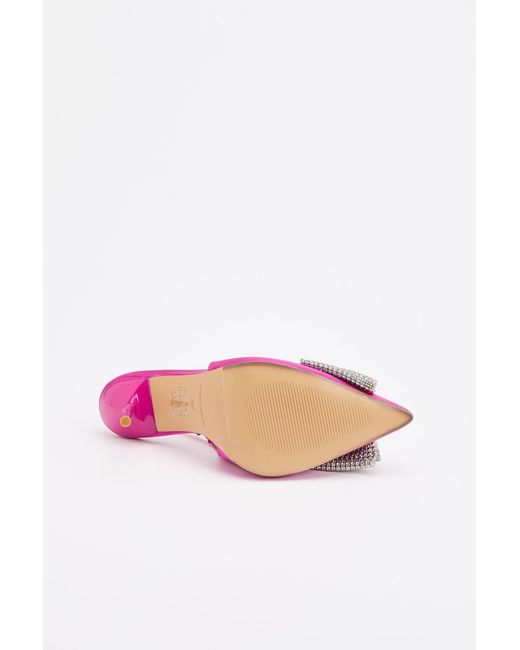 Karen Millen Pink Satin Embellished Bow Slingback Heeled Shoe