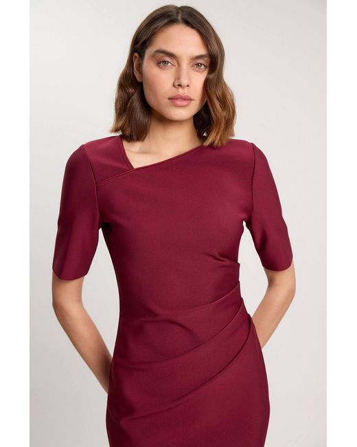 Karen Millen Red Bandage Asymmetric Long Sleeve Midi Dress