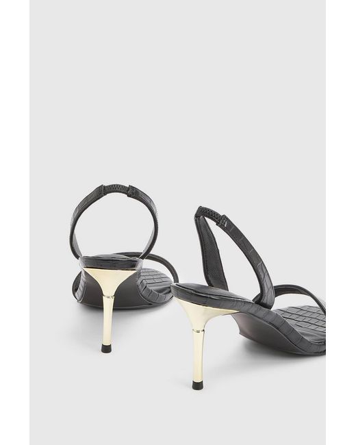 Karen Millen Multicolor Leather Croc Print Strappy Heeled Sandal