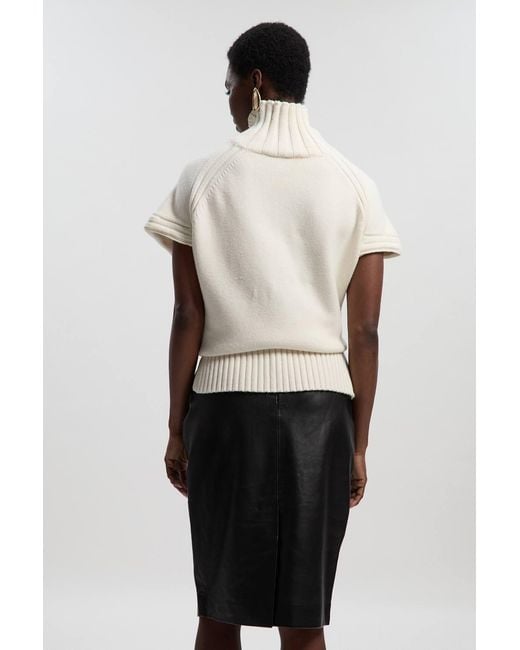 Karen Millen White Forever Leather Signature Pencil Skirt