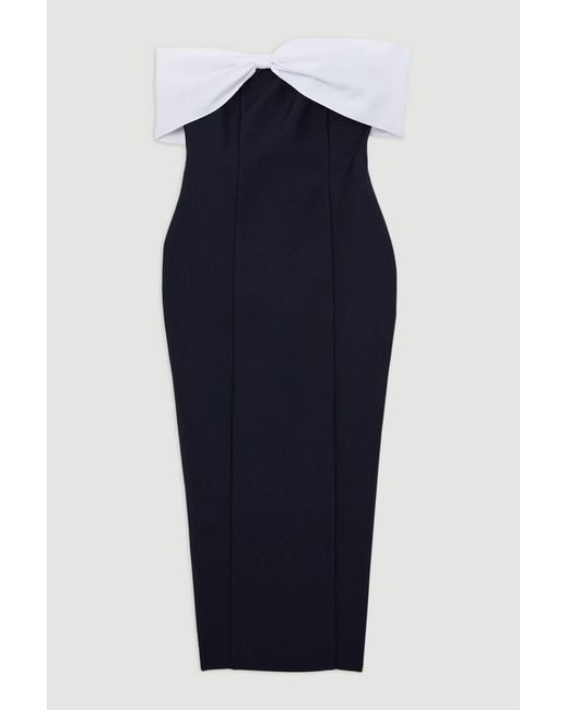Karen Millen Blue Bandage Bandeau Contrast Knitted Midi Dress