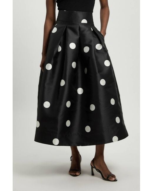 Karen Millen White Petite Spot Woven Twill Prom Skirt