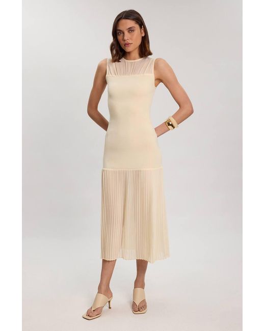 Karen Millen White Figure Form Woven Bandage Mix Dress