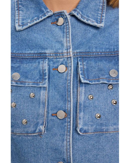 Karen Millen Blue Denim Studded Collared Jacket