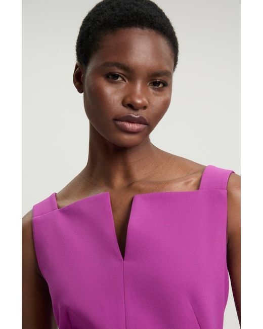 Karen Millen Pink Compact Stretch High Neck Clean Pencil Midi Dress