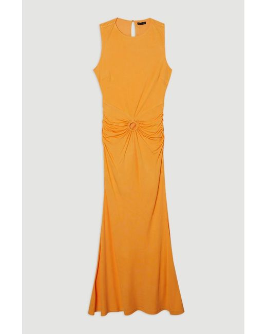 Karen Millen Orange Premium Stretch Crepe Jersey Maxi Dress