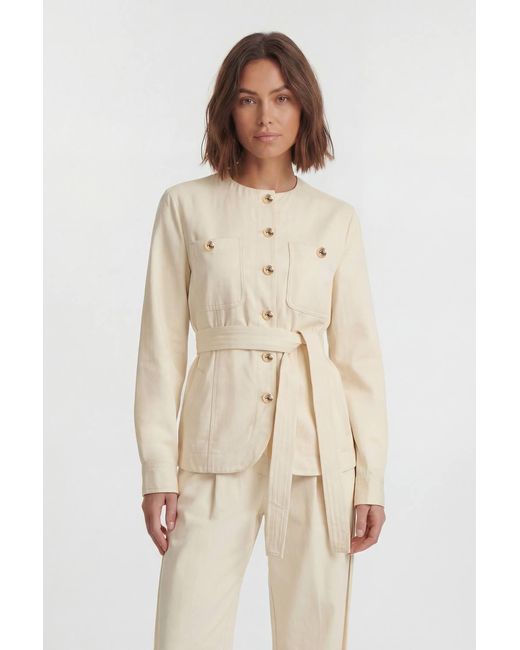 Karen Millen Natural Cotton Utility Button Detail Tie Waist Shirt