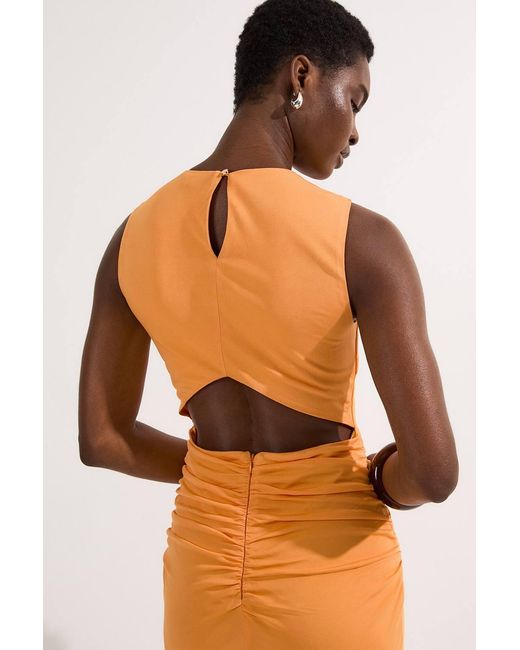 Karen Millen Orange Premium Stretch Crepe Jersey Maxi Dress