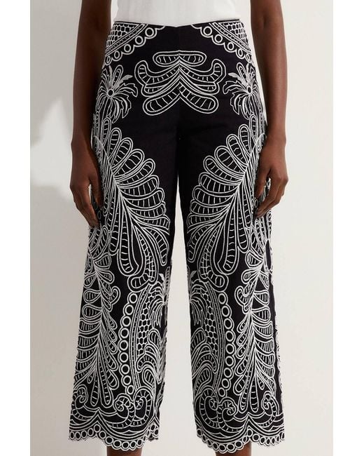 Karen Millen Multicolor Cutwork Embroidery Woven Trouser