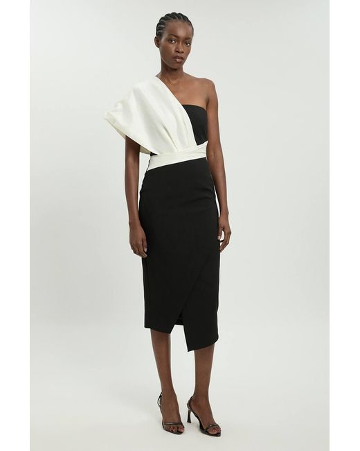 Karen Millen Multicolor Taffeta Mix Asymmetric Midi Dress