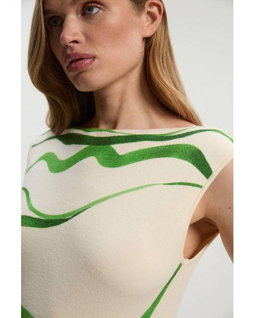 Karen Millen Green Abstract Print Knitted Maxi Dress