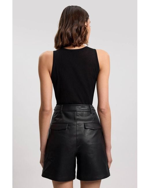 Karen Millen Black Faux Leather City Shorts