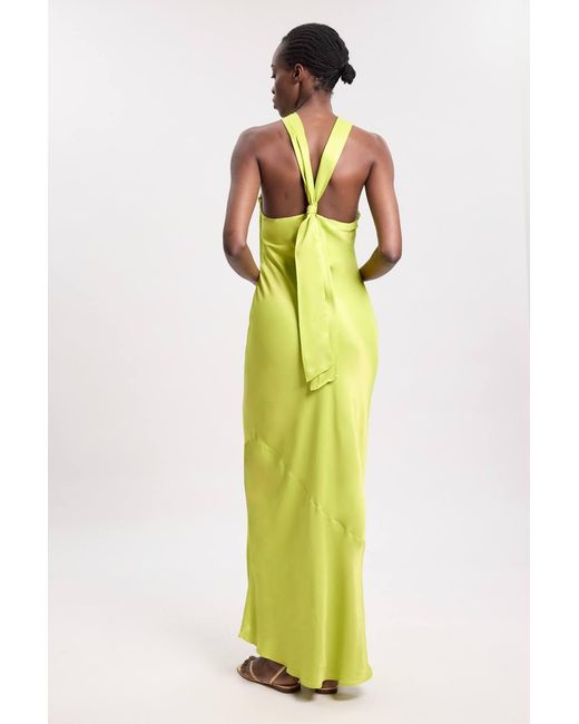 Karen Millen Multicolor Satin Viscose Halter Neck Maxi Dress