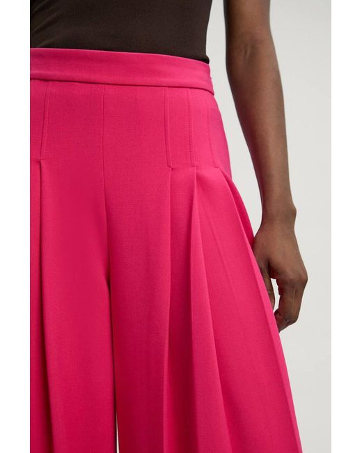 Karen Millen Tailored Structured Crepe Pleated Wide Leg Trousers
