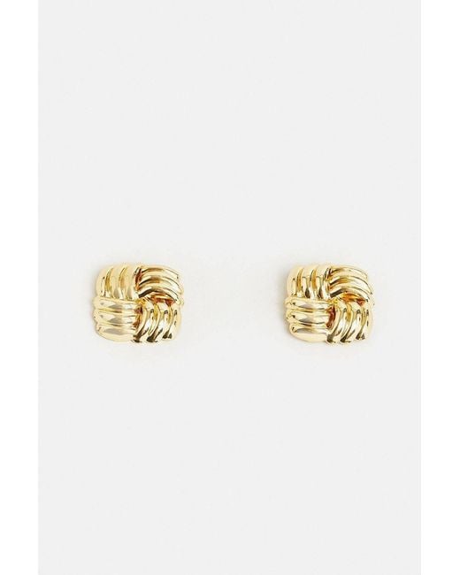 Karen Millen Metallic Quilted Stud Earrings