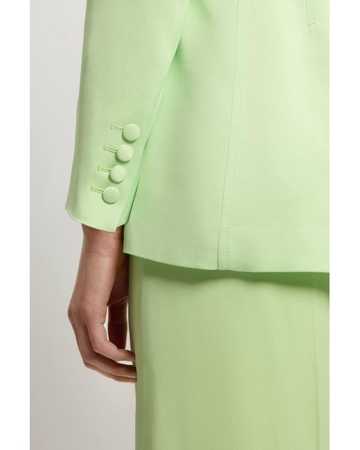 Karen Millen Green Structured Satin Viscose Tailored Blazer
