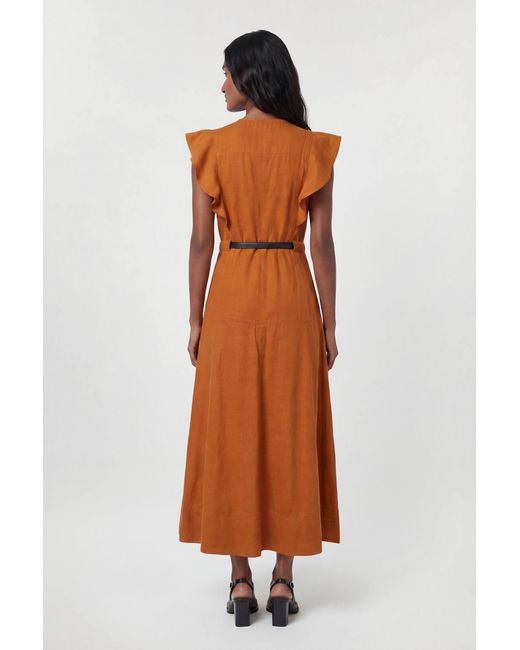 Karen Millen Brown Viscose Linen Woven Halter Neck Midi Dress