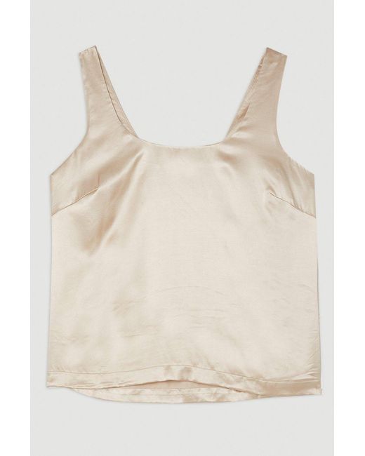 Karen Millen Natural Forever Premium Viscose Satin Woven Cami Top