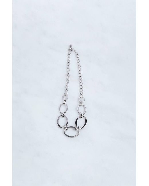 Karen Millen White Hand Set European Crystal Oversized Chain Necklace