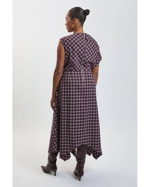 Karen Millen Purple Plus Size Check Tailored Dress