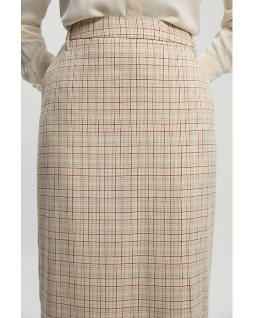 Karen Millen Natural Tailored Check Pencil Midi Skirt