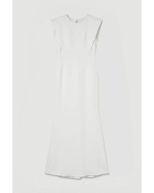 Karen Millen White Compact Stretch Viscose Maxi Dress