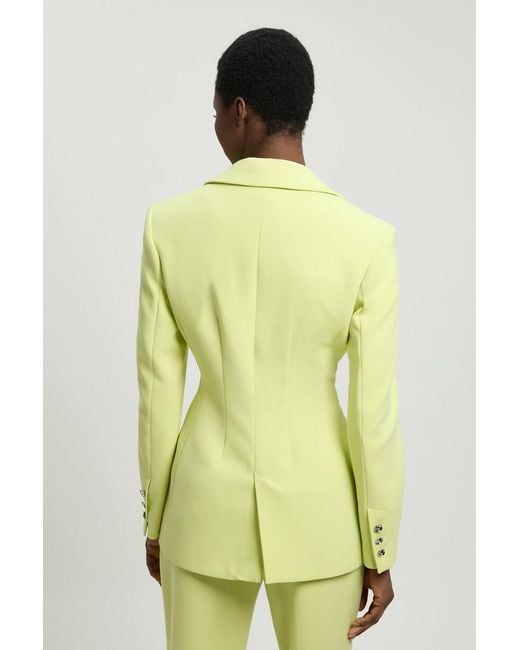 Karen Millen Green Compact Stretch Double Breasted Blazer