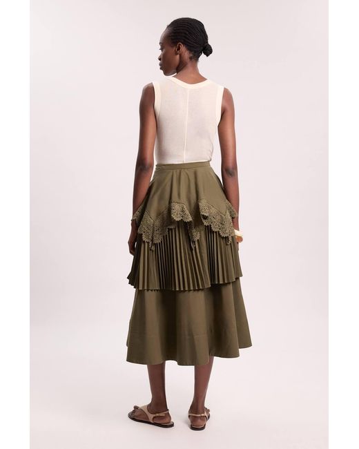 Karen Millen Green Ruffled Maxi Skirt