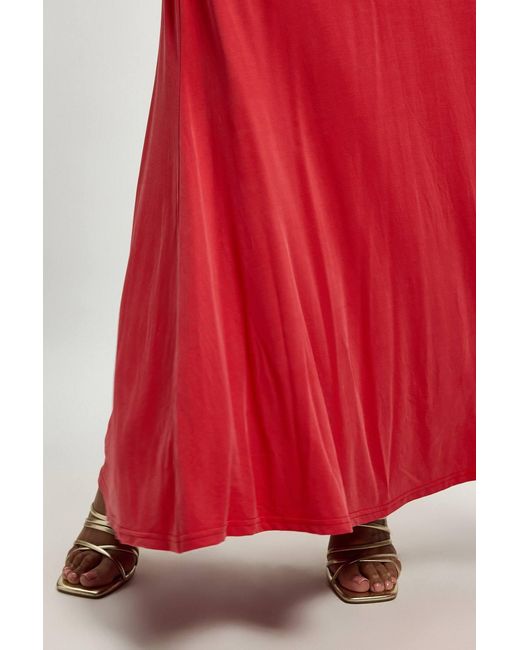 Karen Millen Red Plus Size Long Sleeve Jersey Maxi Dress