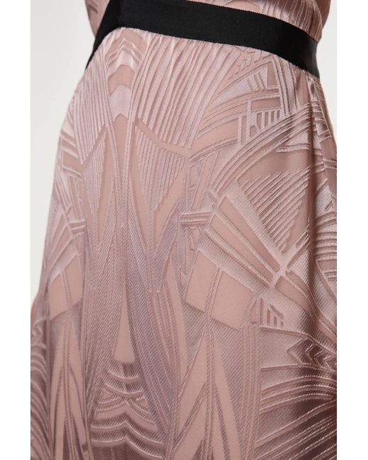 Karen Millen Pink Amelia Graham Burnout Lace Up Detail Woven Column Dress