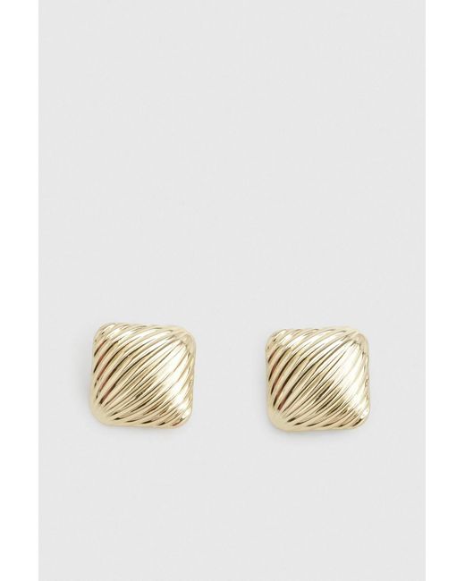 Karen Millen Natural Quilted Square Stud Earrings