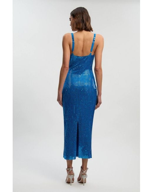 Karen Millen Blue Premium Crystal Embellished Midi Dress