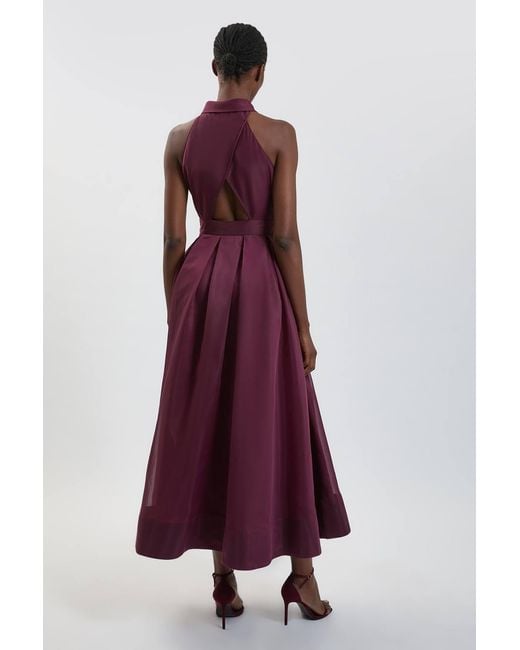 Karen Millen Purple Organza Collared Maxi Dress