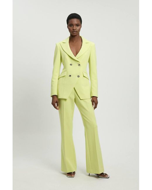 Karen Millen Yellow Compact Stretch Tailored Kickflare Trouser