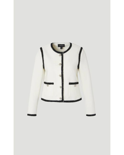 Karen Millen White Figure Form Bandage Trim Detail Knit Jacket