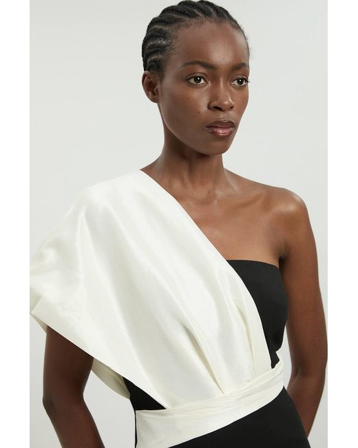 Karen Millen Multicolor Taffeta Mix Asymmetric Midi Dress