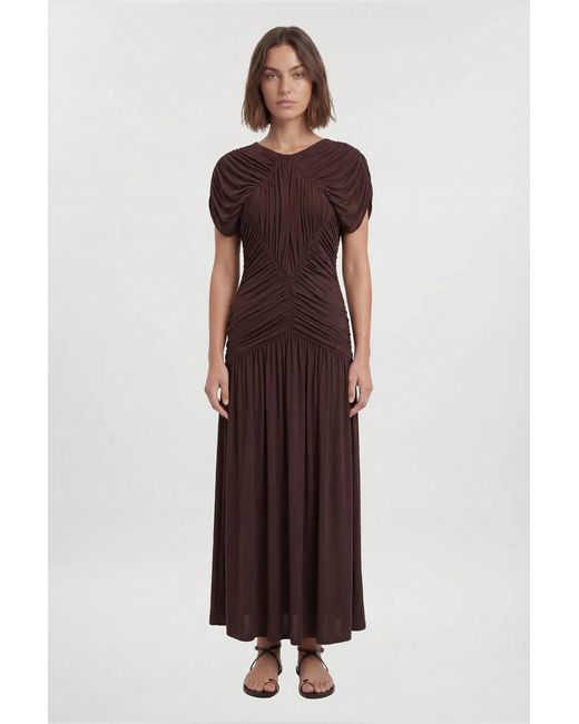 Karen Millen Blue Premium Ruched Jersey Maxi Dress