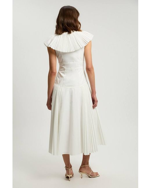 Karen Millen Natural Ruffled Midi Dress