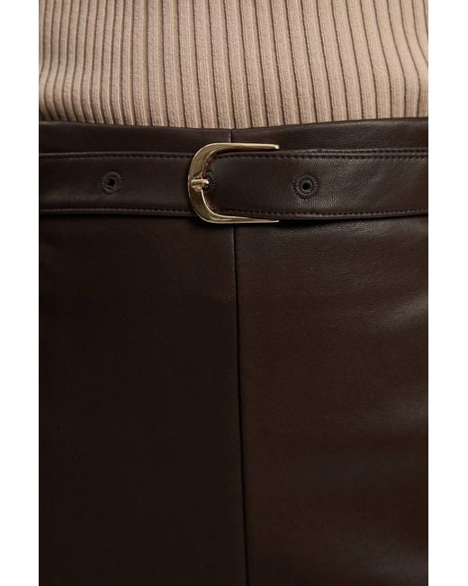 Karen Millen Brown Faux Leather Tailored Midi Pencil Skirt