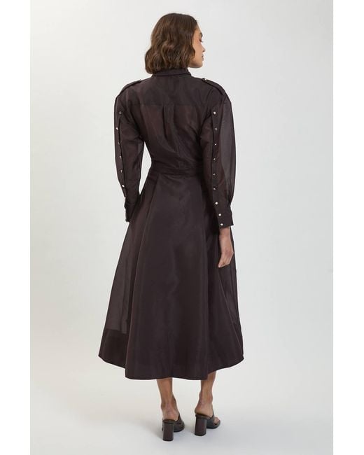Karen Millen Black Petite Trim Detail Organdie Midi Shirt Dress