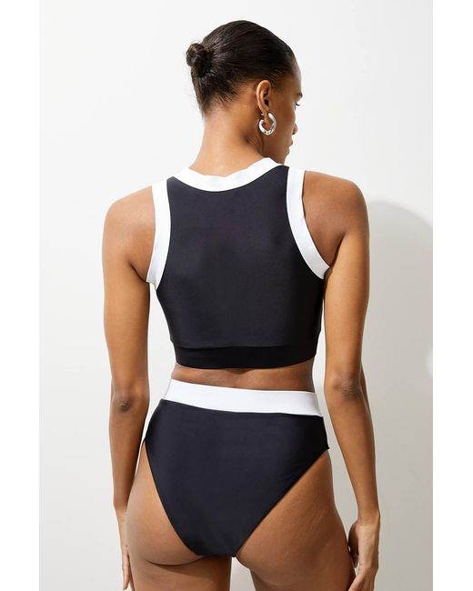 Karen Millen Blue High Waist High Cut Bikini Bottoms