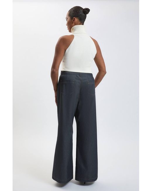 Karen Millen Blue Plus Size Tailored Denim Straight Leg Trouser