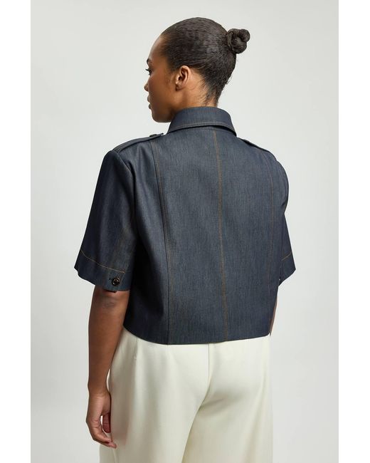 Karen Millen Blue Plus Size Tailored Denim Trench Jacket