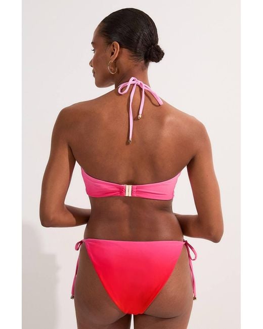 Karen Millen Red Slinky Ombre Tie Side Bikini Bottoms